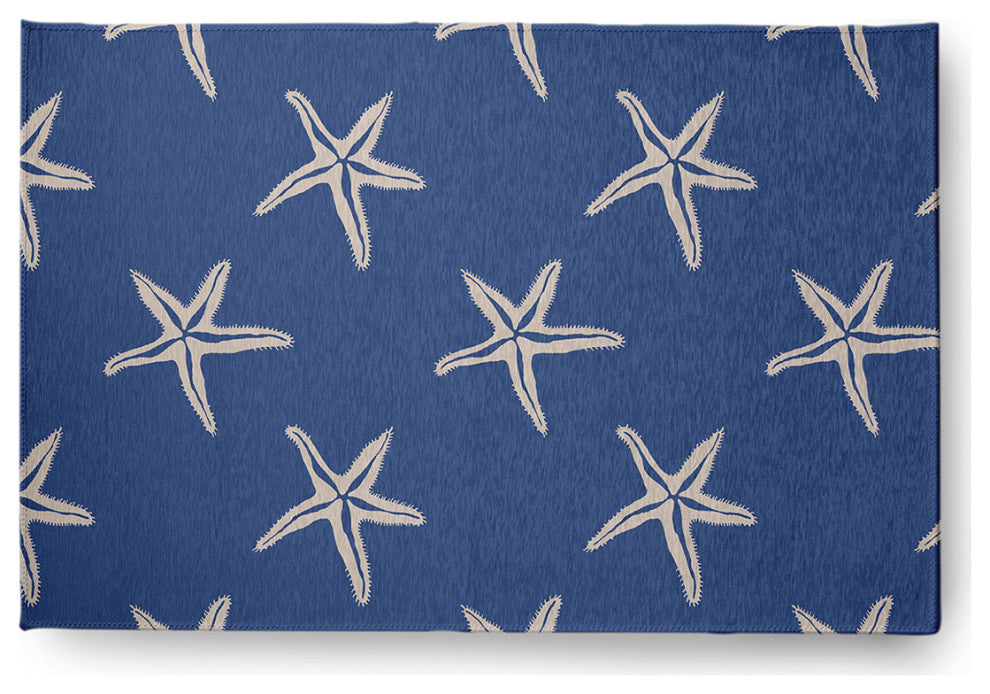 Starfish Nautical & Coastal Chenille Area Rug, Nautical Navy, 4'x6'