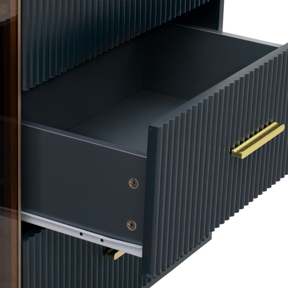TATEUS 60" Modern Sideboard MDF Buffet Cabinet, Navy Blue