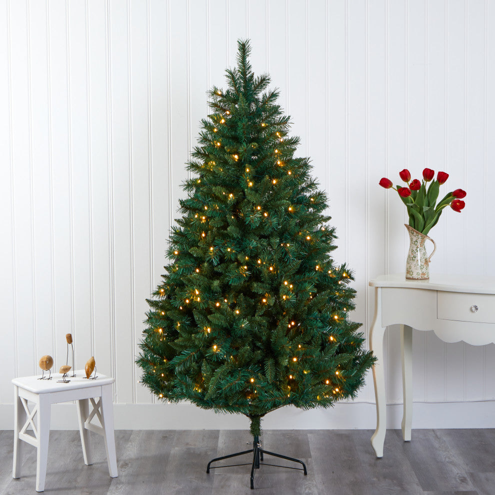 6' Rocky Mountain Mixed Pine Artificial Christmas Tree With 300 LED Lights