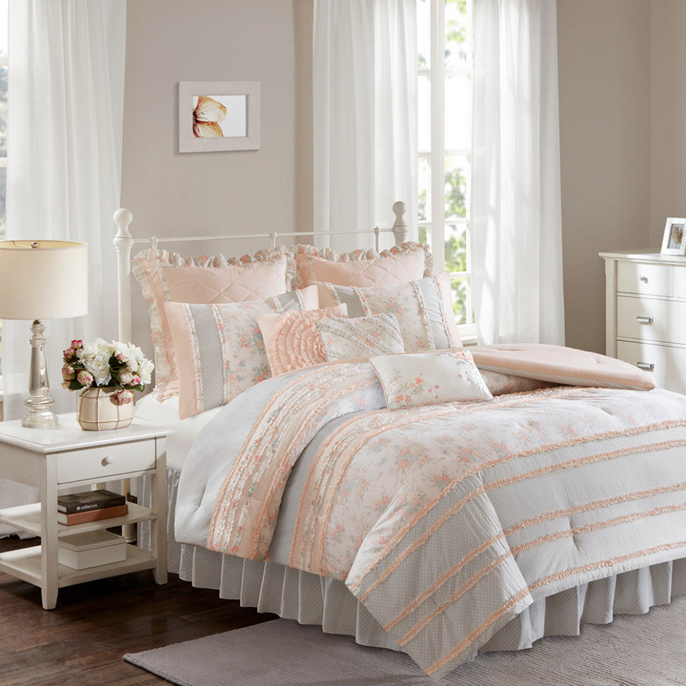 Madison Park Serendipity Cotton Percale Comforter Set, Blush