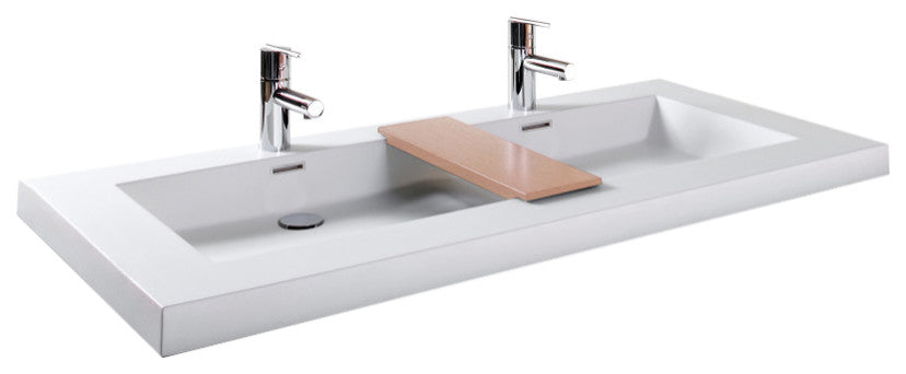 Cube Collection Lav Sink, WETMAR BIO 48", Matte White, 48", No Trim Overflow