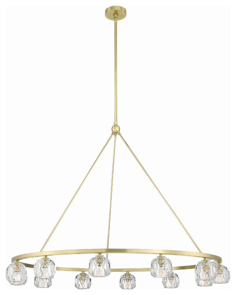 Aragon 12-Light Soft Brass Chandelier, Faceted Cut Crystal