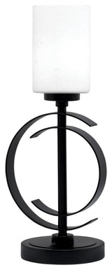 1-Light Table Lamp, Matte Black Finish, 4" White Muslin Glass