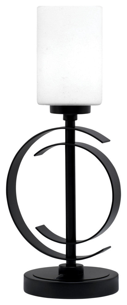 1-Light Table Lamp, Matte Black Finish, 4" White Muslin Glass