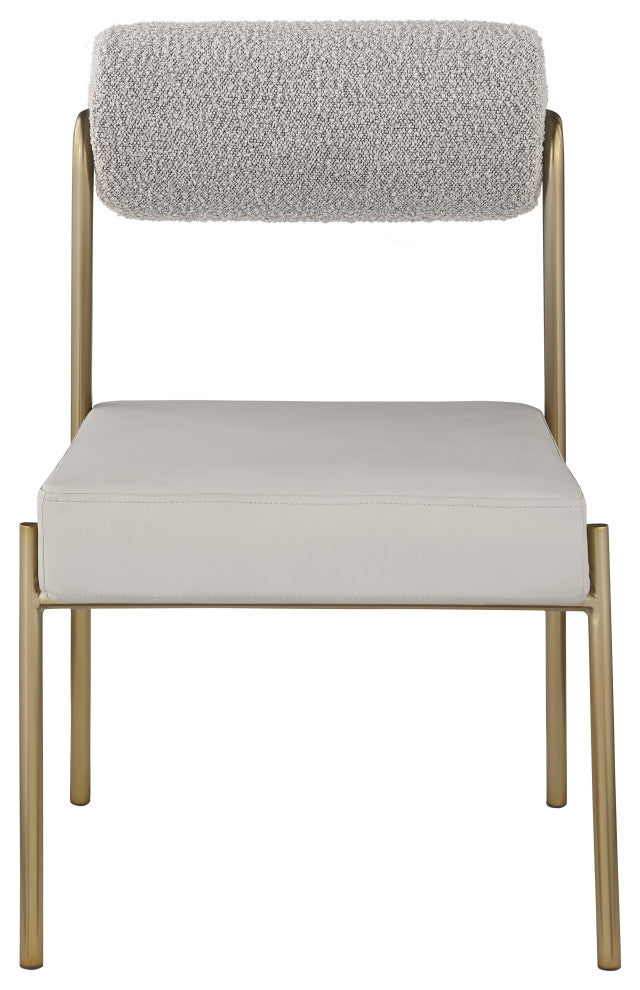 Carly Faux Leather/Boucle Fabric Upholstered Dining Chair, Taupe