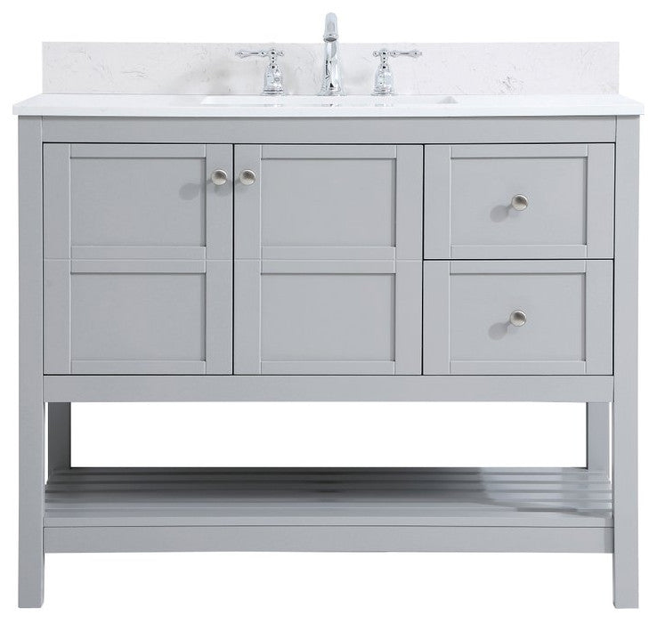 Tobias 42" Single Bathroom Vanity, Gray With Backsplash