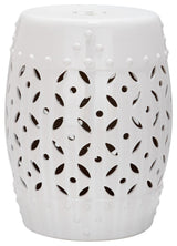 White Lattice Coin Garden Stool
