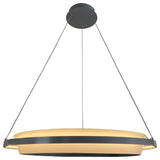 Litza 41-Watt Integrated LED Ringed Silver Circular Pendant