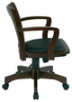 Deluxe Wood Banker's Chair With Vinyl Padded Seat, Espresso Finish