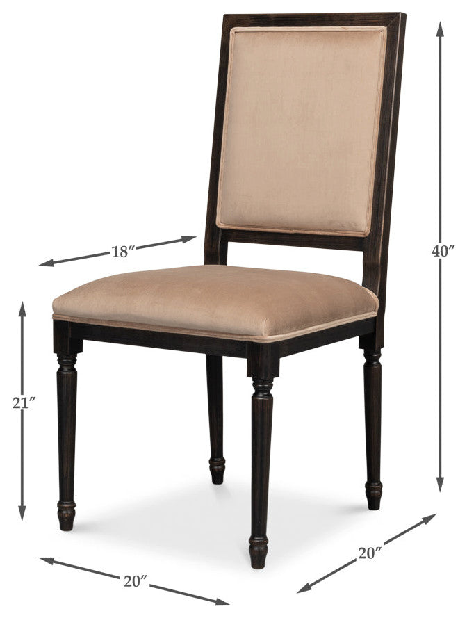 Square Back Dining Chairs Set of 2 Nero Toffee