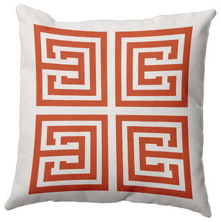 18" x 18" Greek Key Decorative Indoor Pillow, Bright Orange