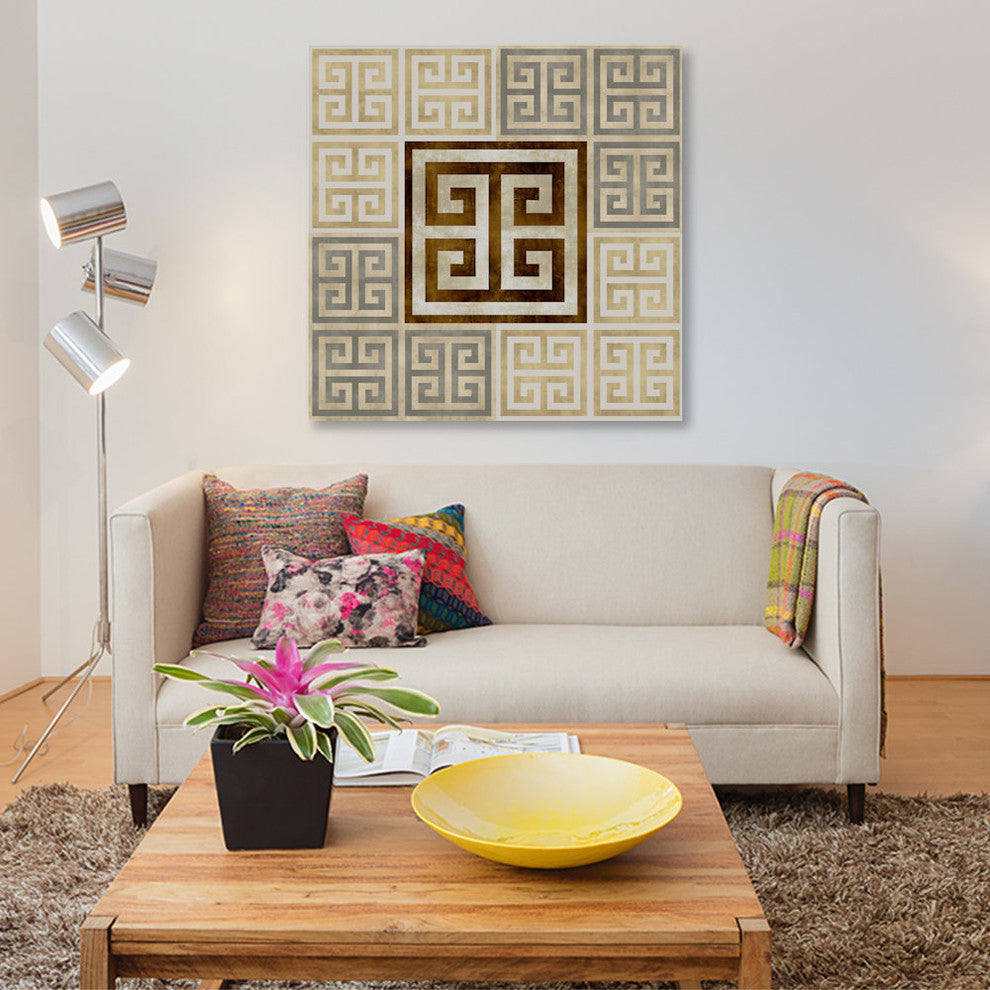 "Greek Key III" by Ellie Roberts, Canvas Print, 18"x18"