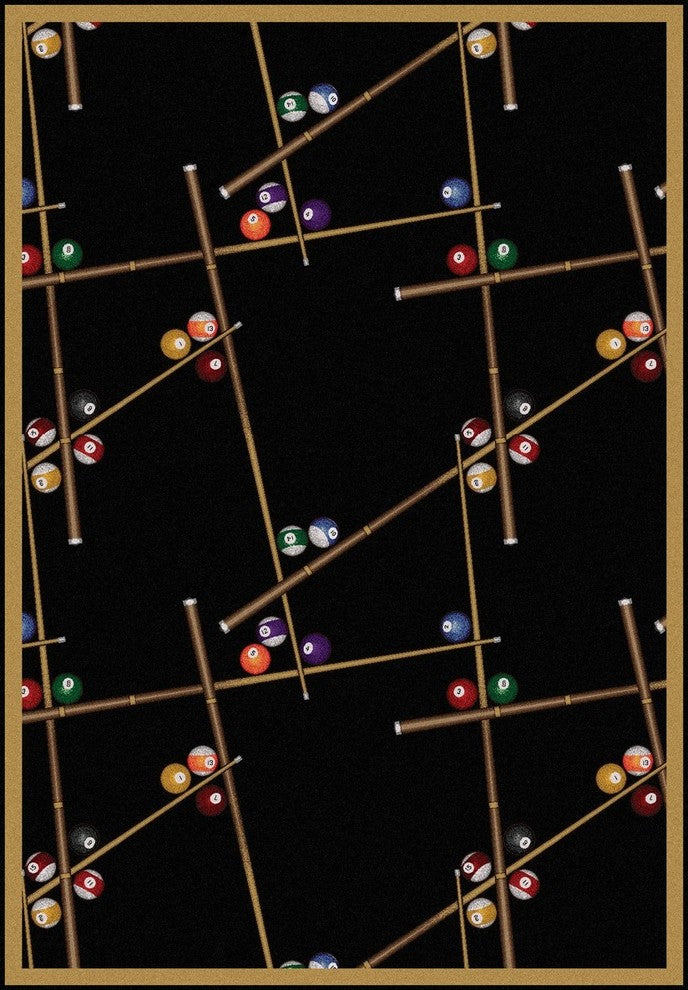 Games People Play Rug, Snookered, 5'4"x7'8", Black