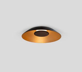 Volo 18" Flush Mount, Noir, Dark Stained Walnut Disc, Integrated LED, 3000K