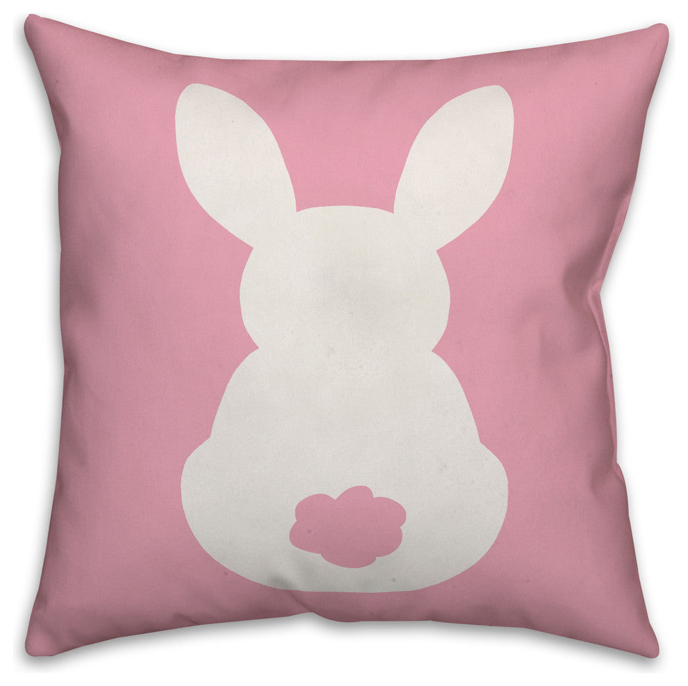 Pink Sitting Bunny Silhouette 18x18 Throw Pillow