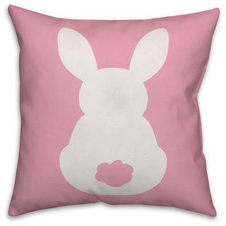 Pink Sitting Bunny Silhouette 18x18 Throw Pillow