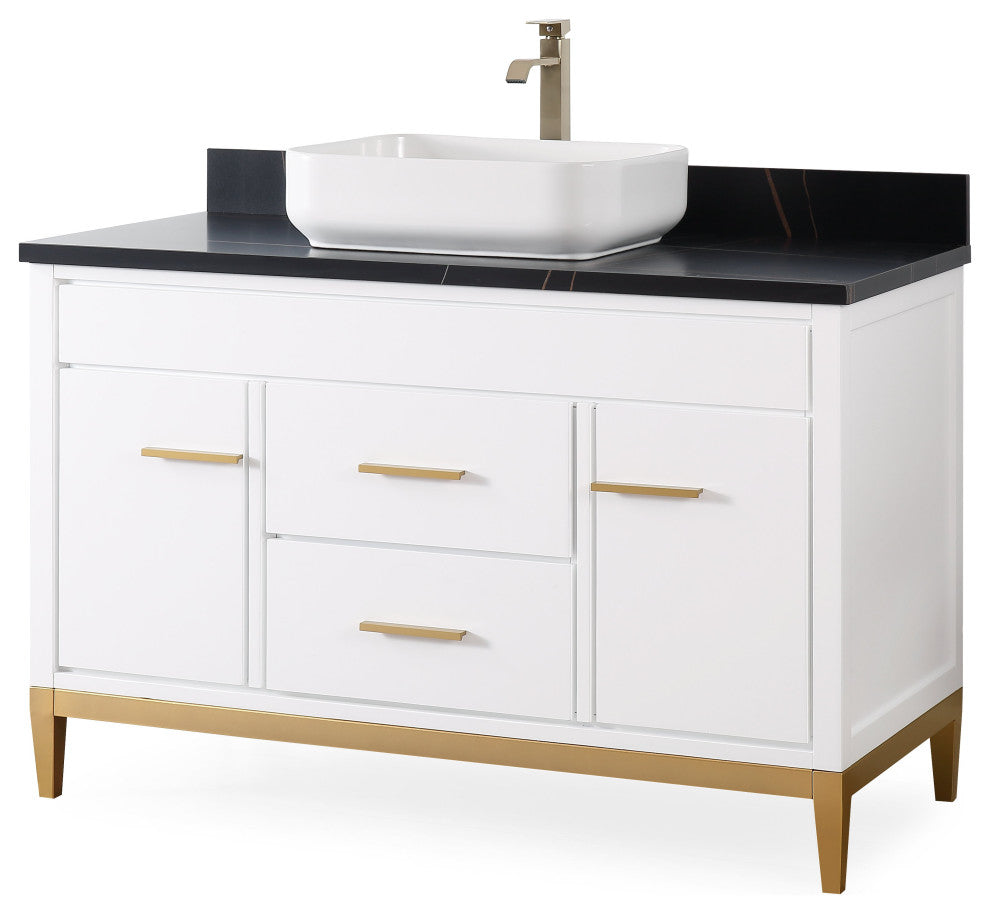 48" Tennant Brand Modern Style White  Beatrice Vessel Sink Bathroom Vanity