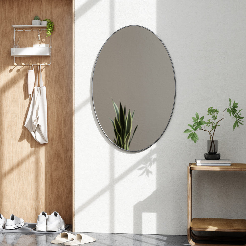 Hubba 24 x 36" Oval Mirror Metallic Titanium