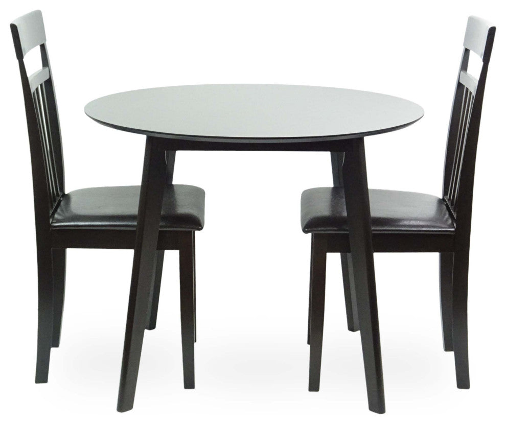 Yumiko Solid Wood Round Dining Table Kitchen Modern, Espresso Color