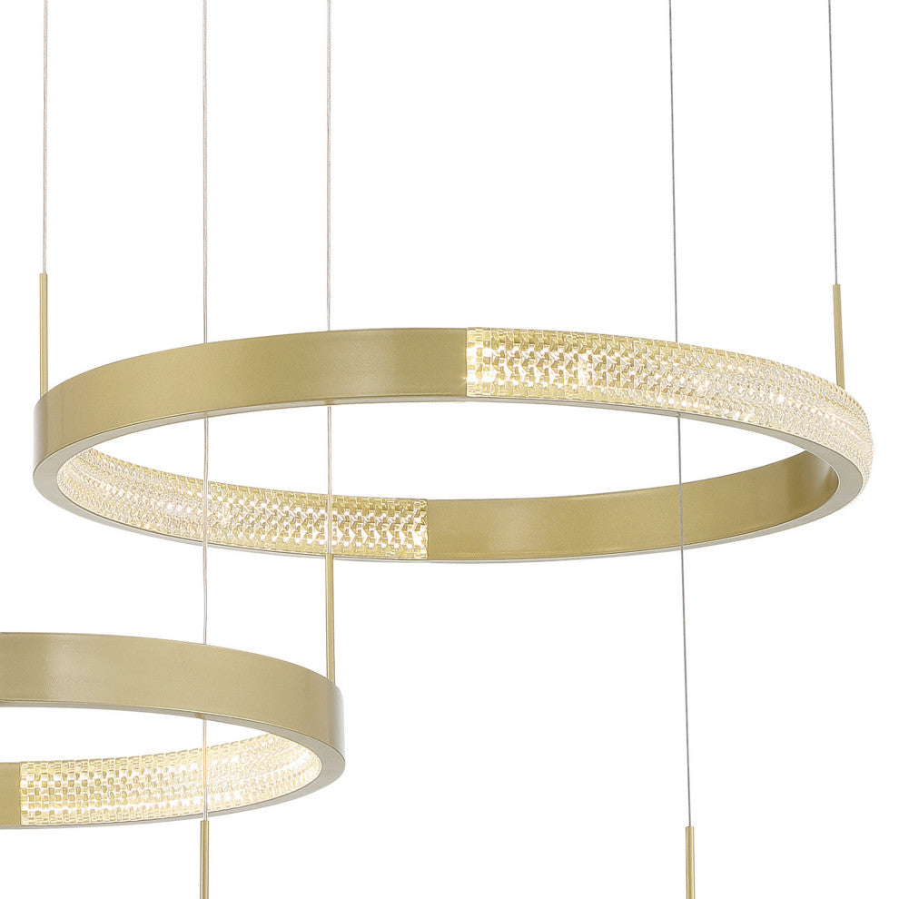 3-Light Statement Tiered LED Chandelier, Gold