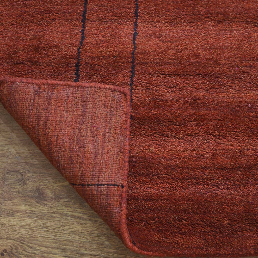HAND KNOTTED LOOM SILK ECO-FRIENDLY AREA RUGS -5'x8', Rectangle, Rust, Geometric