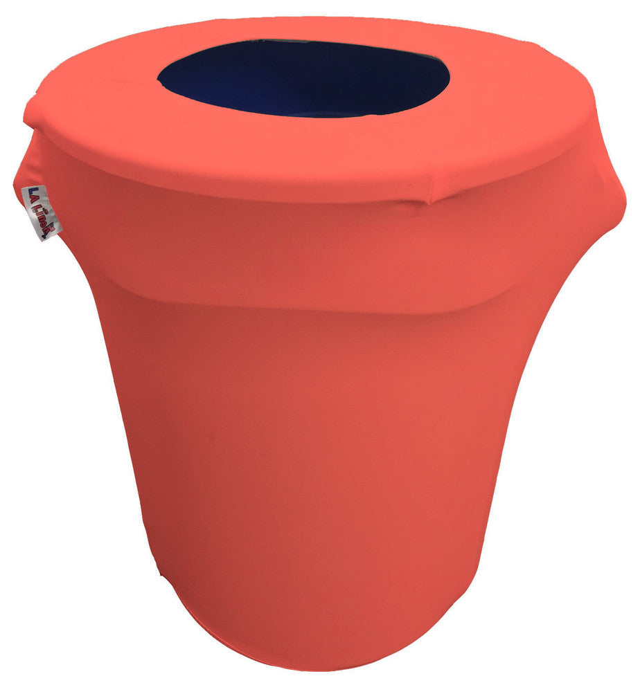LA Linen Stretch Spandex Trash Can Cover, 32 gal. Round, Coral