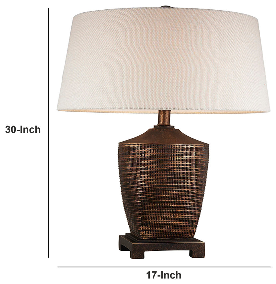 Benzara BM240304 Table Lamp With Polyresin Urn Shape Base, Bronze