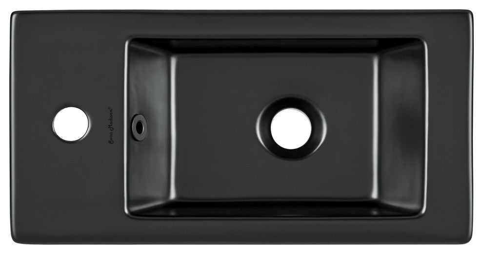 Voltaire 19.5"x10" Ceramic Wall Hung Sink With Faucet Mount, Left Side Matte Bla