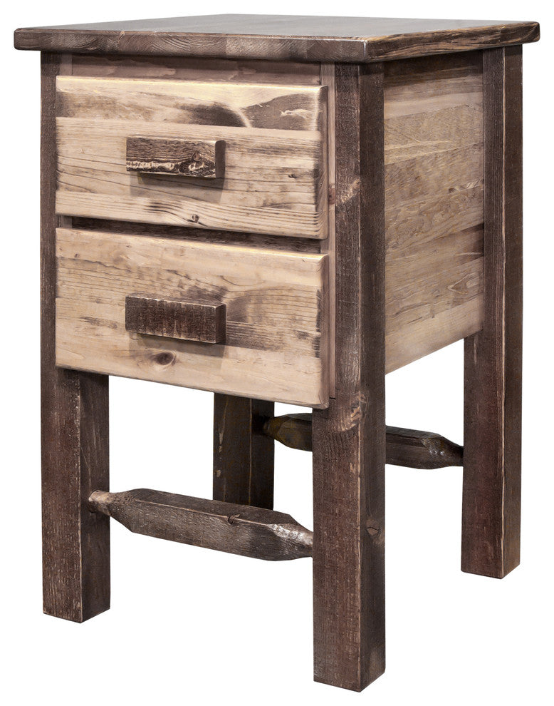 Homestead Collection Nightstand With 2-Drawers, Stain and Clear Lacquer Finish