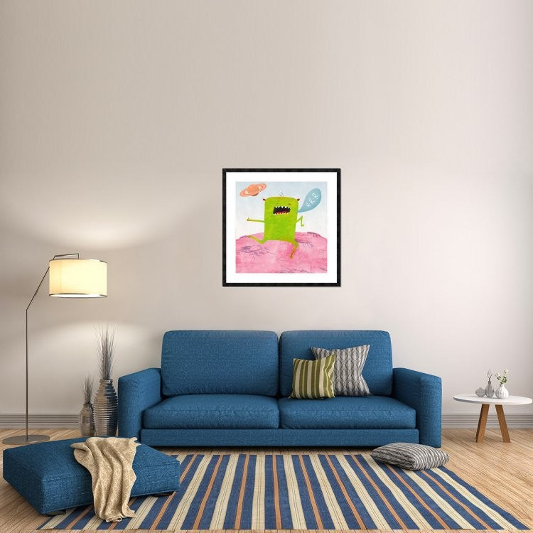 "Alien Friend Number 1" Framed Digital Print by Skip Teller, 38"x38"