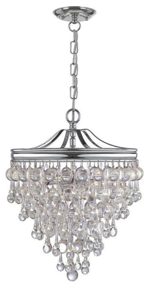 Calypso 3-Light Mini Chandelier, Vibrant Bronze With Clear Glass Drops Crystal