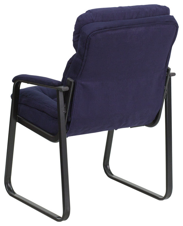 Microfiber Executive Side Chair with Sled Base, Navy