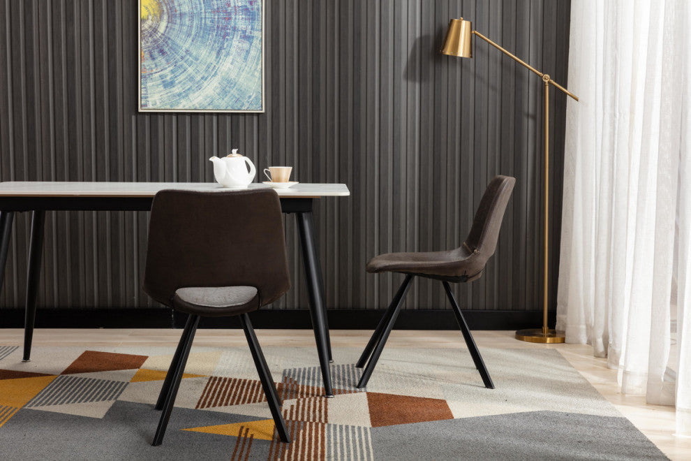 Home Beyond Synthetic Leather Dining Chairs, Set of 2, Black