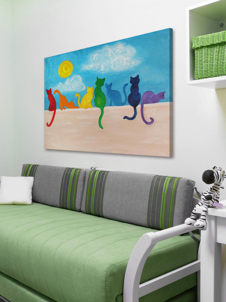 Marmont Hill, "Rainbow Cats II" by Nicola Joyner Print on Wrapped Canvas, 18x12