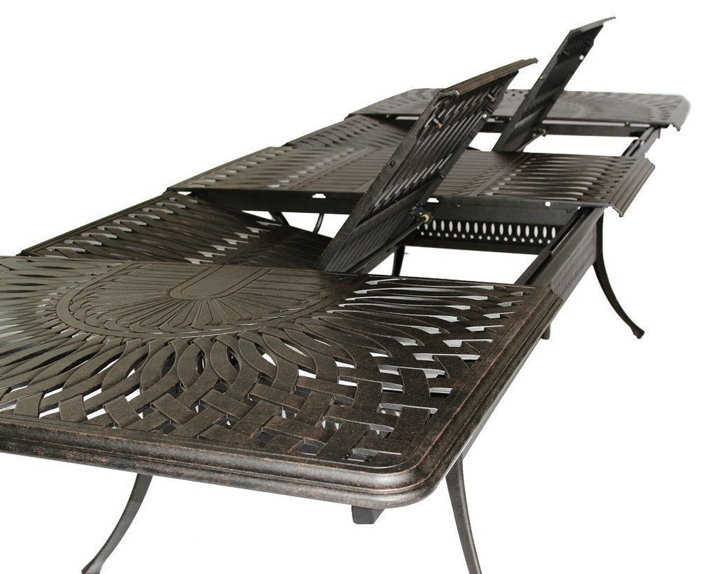 Outdoor Patio Dining Set Cast Aluminum Santa Clara Extendable Table, 11-Piece