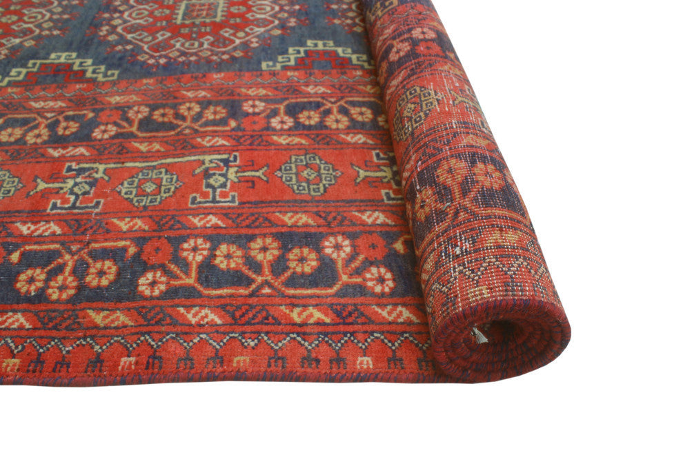 Semi-Antique Maxim Navy/Red Rug, 6'6x9'8