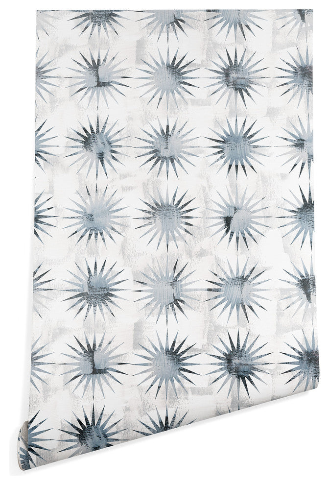 Deny Designs Schatzi Brown Aviana Starburst White Wallpaper, Blue, 2'x4'