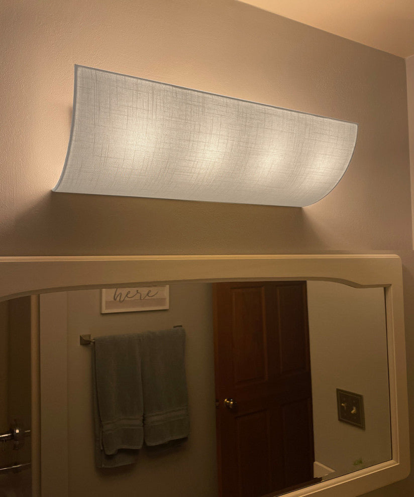 Moderne Vanity Light Cover Refresh Kit, 26"W White Textured Fabric Shade - DIY U
