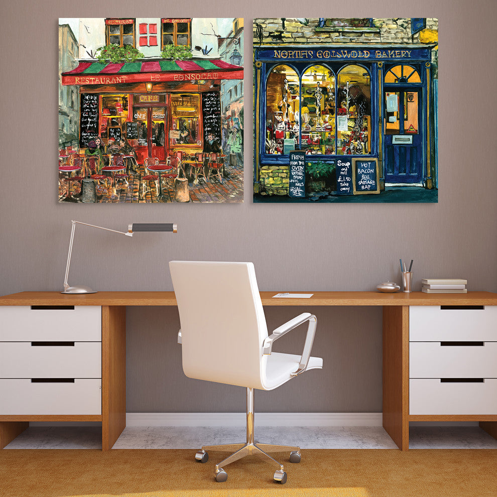 "Spot" Store Wall Art Frameless Free Floating Tempered Glass Print Set of 2