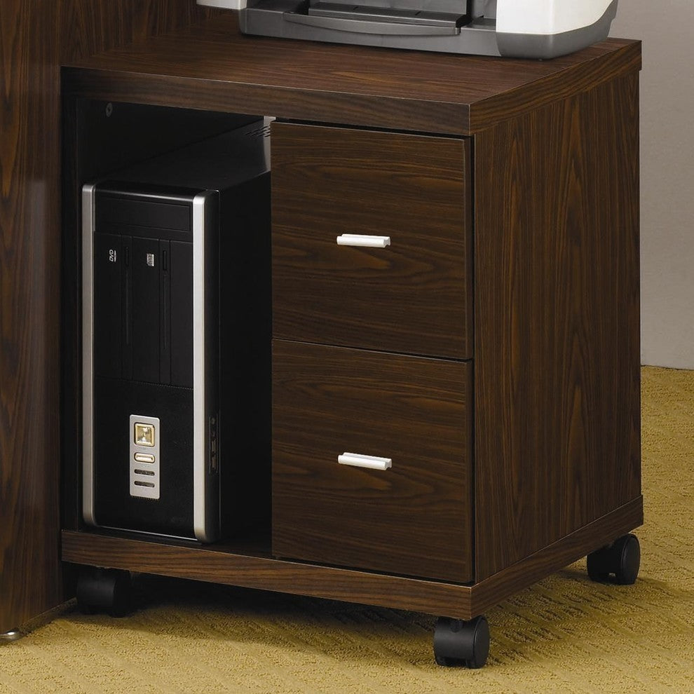 2-Drawers Cpu Stand, Brown