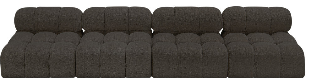 Ames Boucle Fabric Modular Sofa, Brown, 4-Piece: 4 Armless Chair