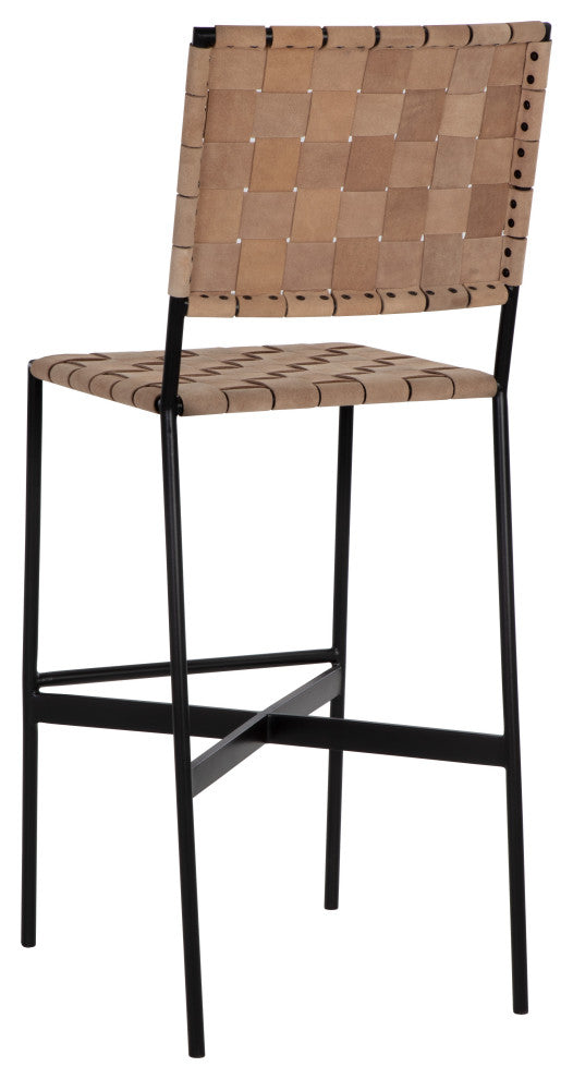 Omari Barstool Sueded Light Tan Leather