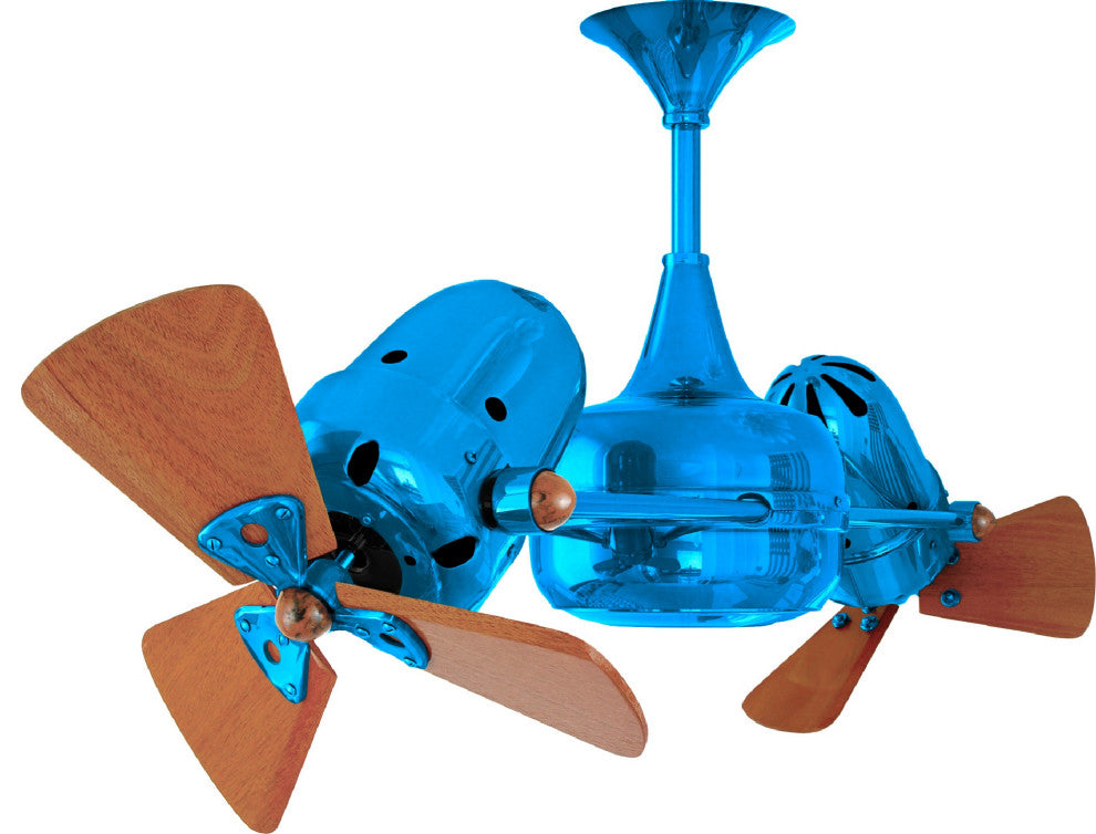 Duplo Dinamico Rotational Ceiling Fan With Mahogany Blades, Light Blue
