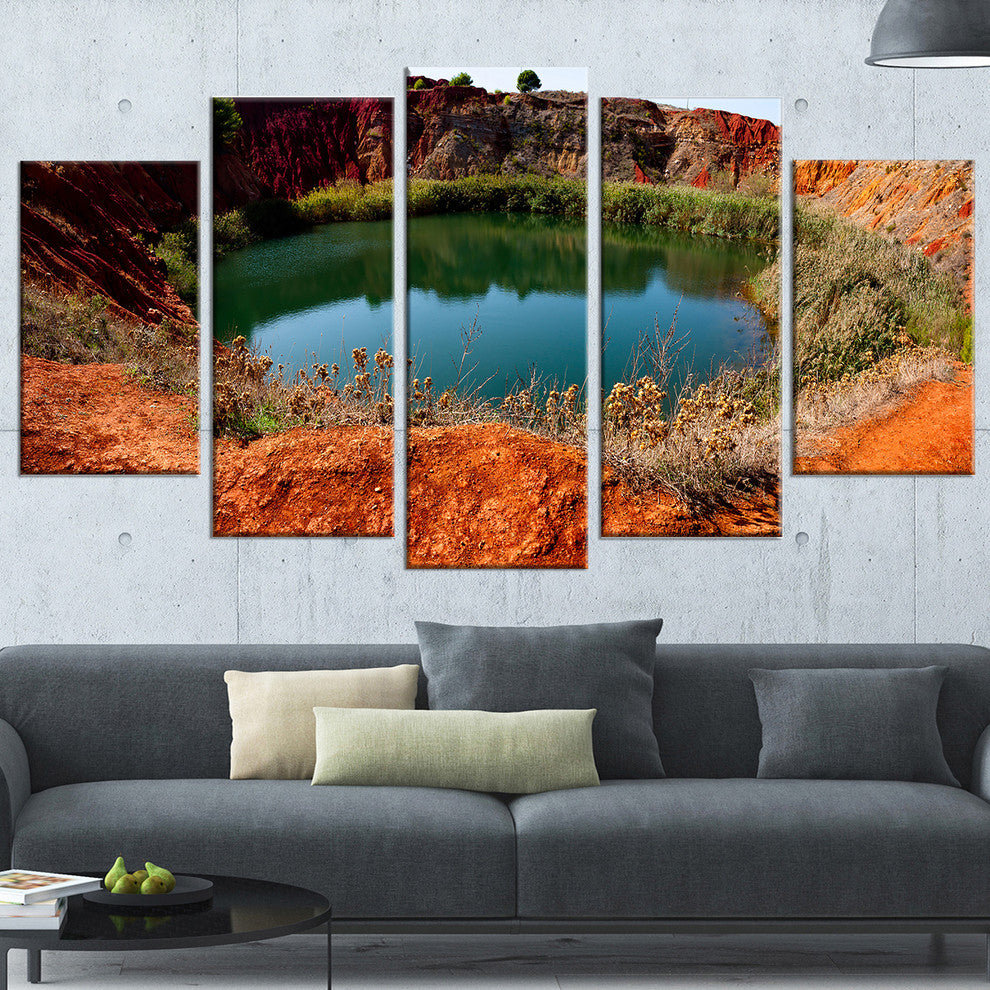"Bauxite Mine With Lake" Landscape Canvas Photo Print, 5 Panels, 60"x32"