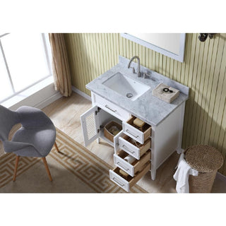 Ariel Kensington 37" Traditional Left Offset Single Sink Vanity Set, White