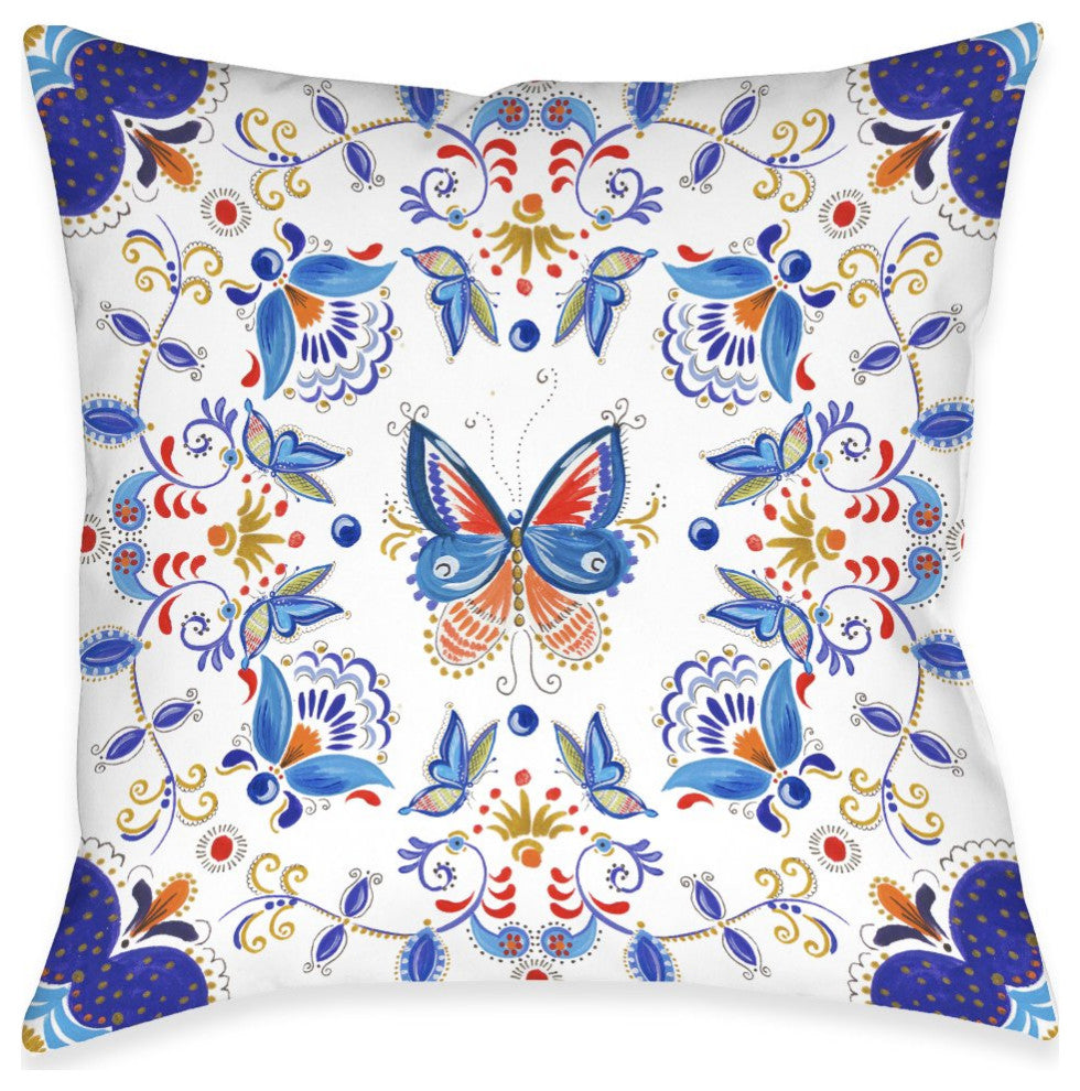 Rainbow Butterfly Outdoor Decorative Pillow, 18"x18"