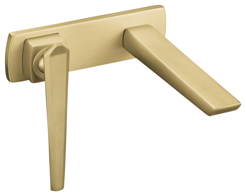 Nia Luxury Wall-Mount Bathroom Faucet, Brushed Gold, Without pop-up drain