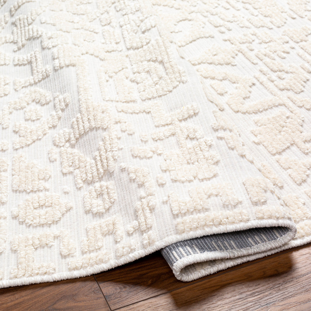 Lyna LYA-2318 Cream Machine Woven 7'10" x 10'1" Rug