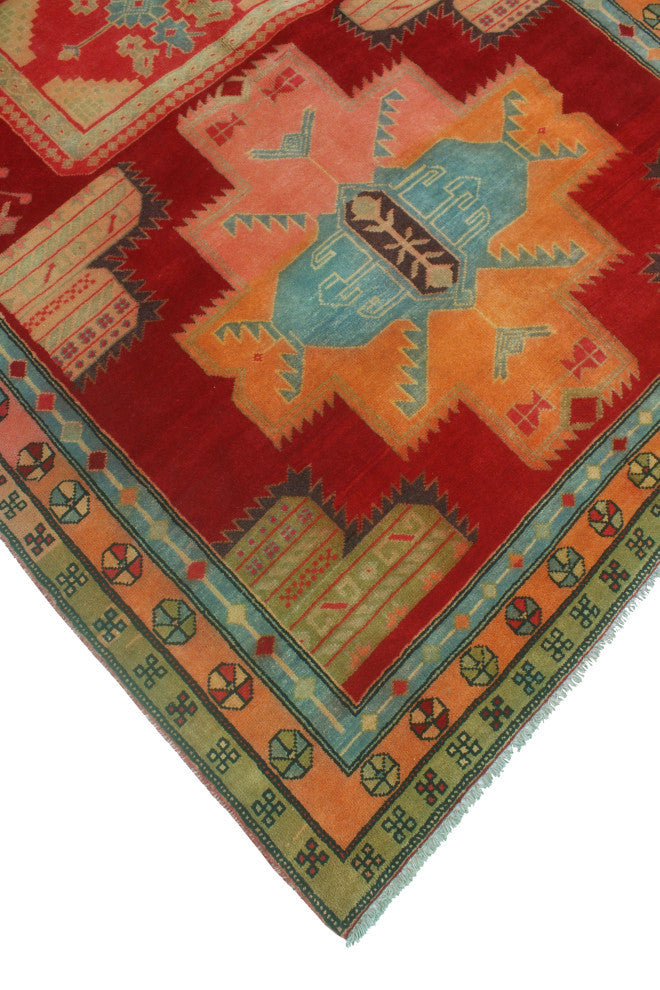 Fine Vintage Distressed Dadbeh Red/Orange Runner, 4'11x10'4
