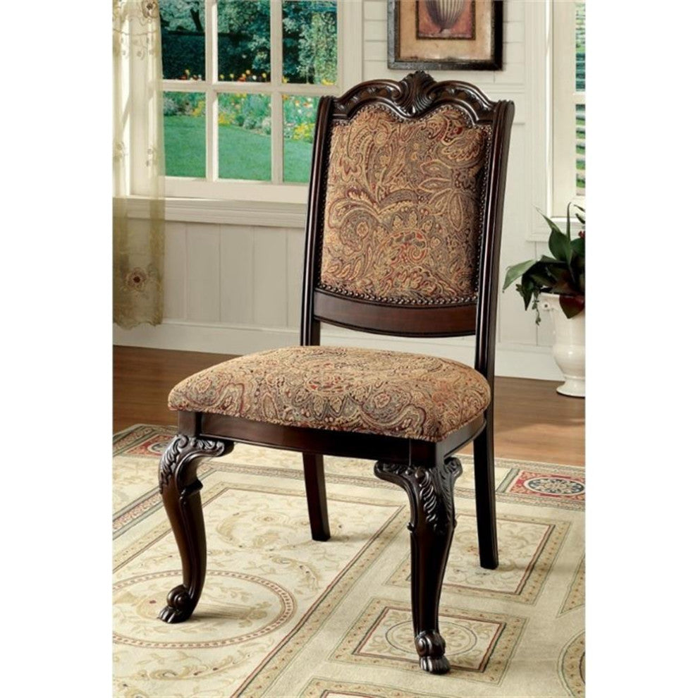 Furniture of America Ramsaran Wood 7-Piece Dining Table Set in Brown Cherry